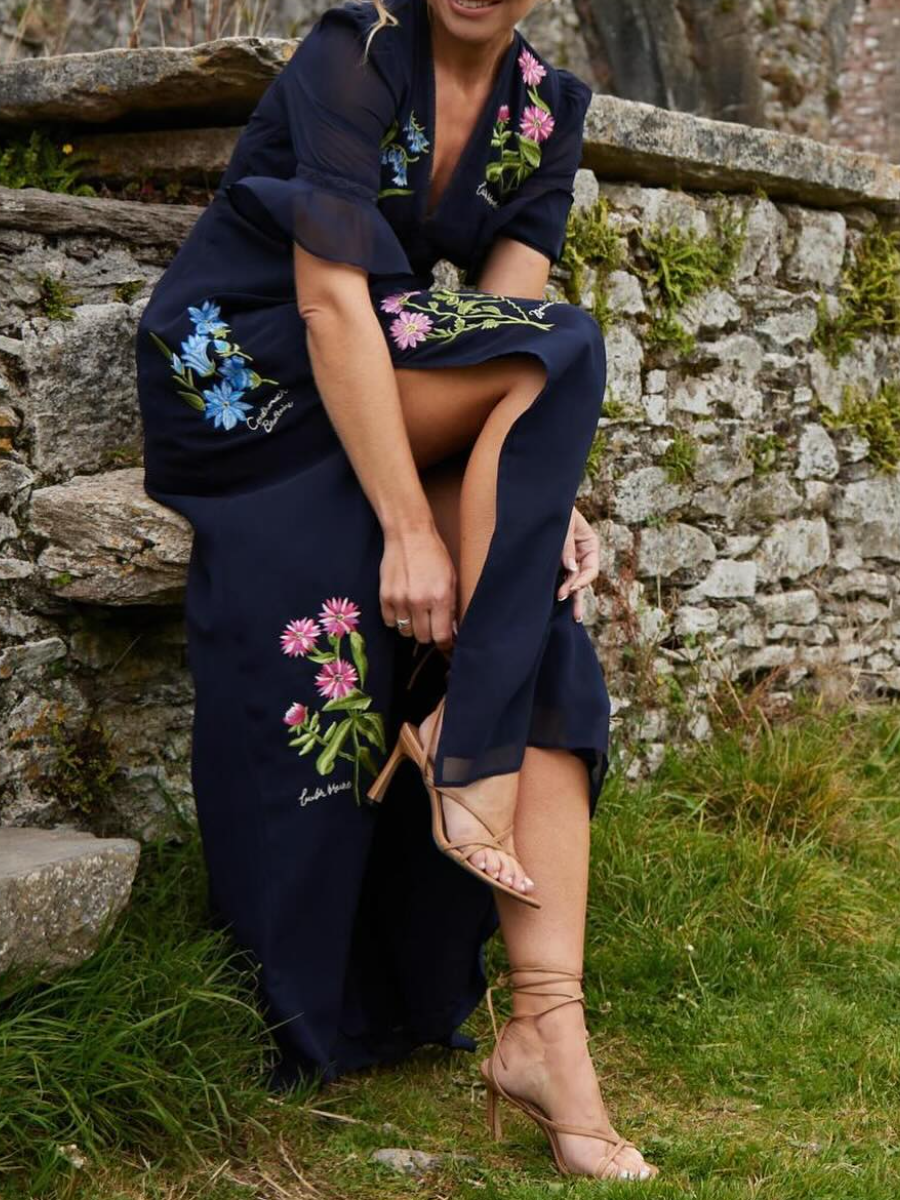 Bonnie | Elegant Navy Floral Dress