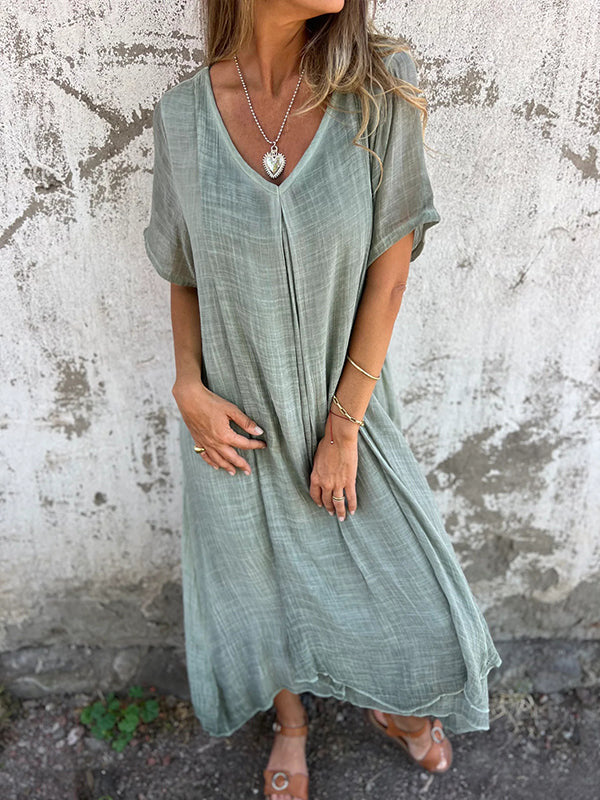 Casey | Natural Blend V-Neck Dress